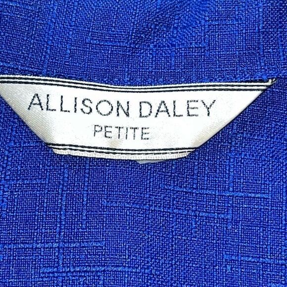 Allison Daley Womens Blazer Size 8P Blue Notch Lapel 3/4 Sleeves‎ Button Front - Picture 3 of 10
